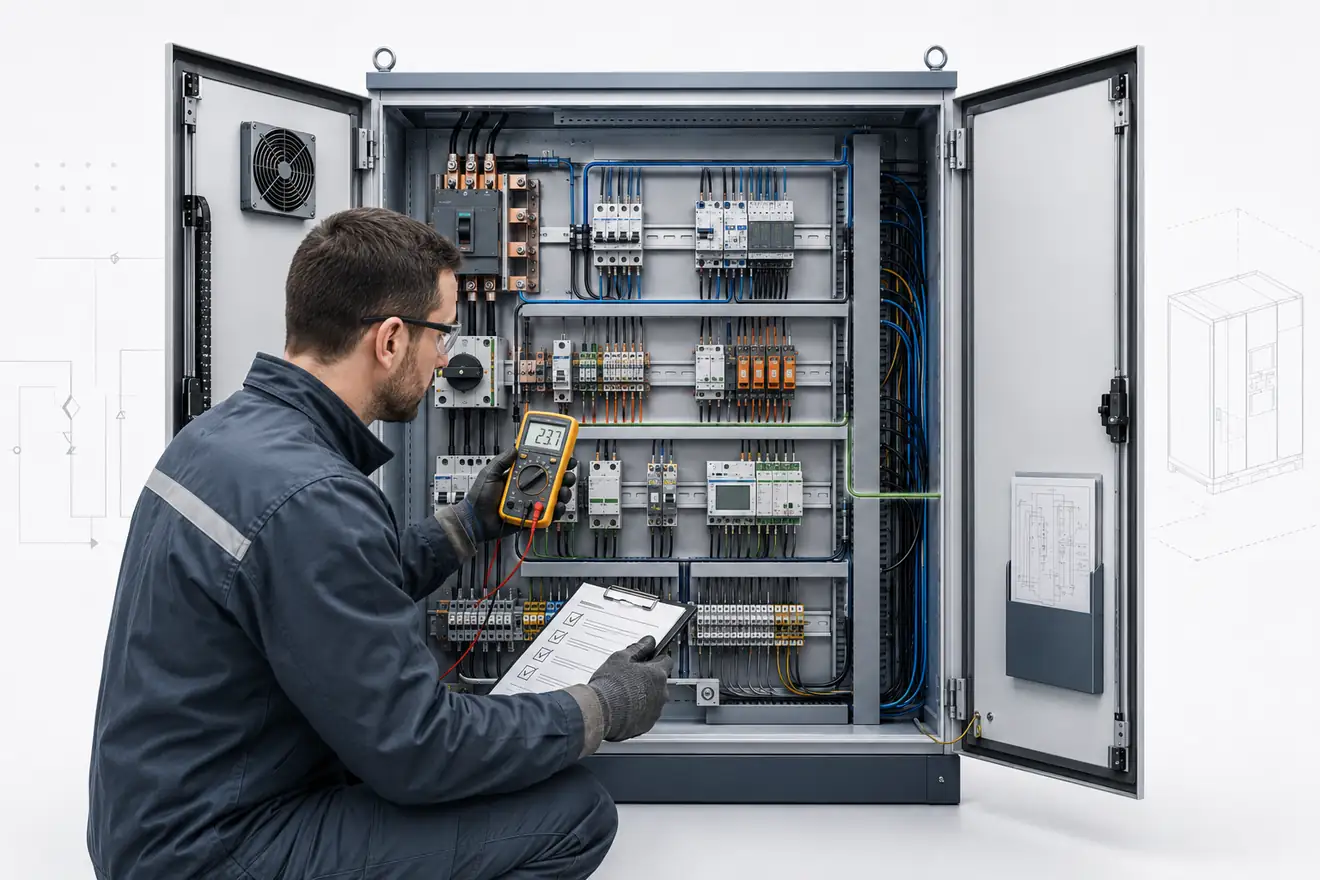 Checklist and meter for cabinet checks before replacing parts
